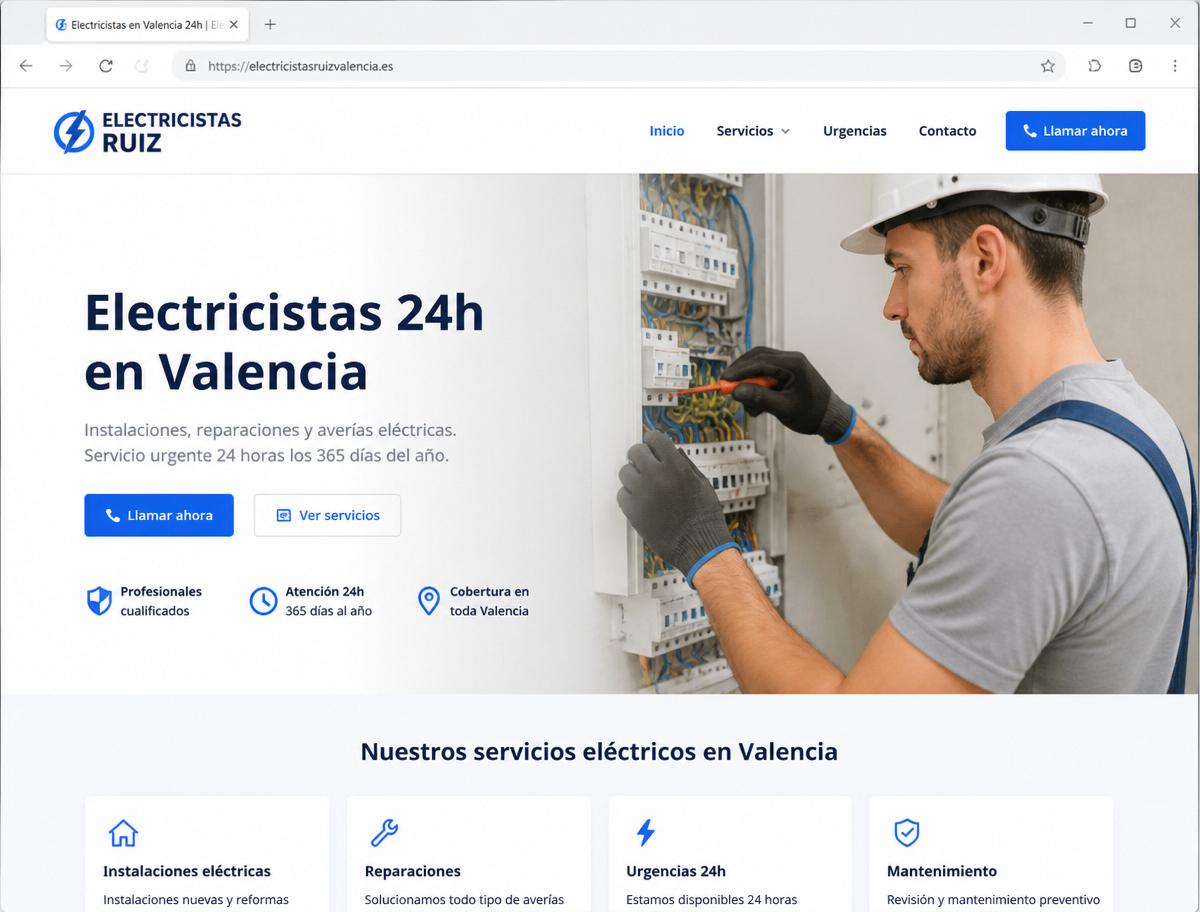 Web de Electricistas Ruiz — Electricista